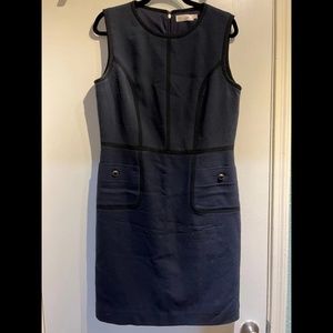 Tory Burch Navy Blue and Black Sleeveless wool dress size 12